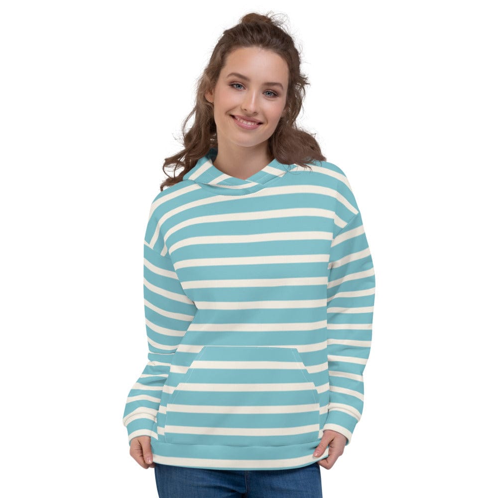 The Perfect Striped Series - Linen Stripes on Blue Sky Unisex Hoodie Hoodie A Moment Of Now Women’s Boutique Clothing Online Lifestyle Store
