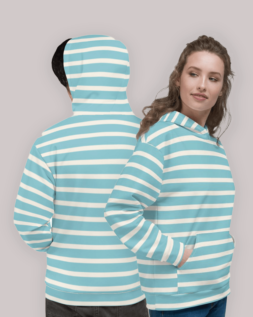 Shop The Perfect Striped Series - Linen Stripes on Blue Sky Unisex Hoodie, Hoodie, USA Boutique