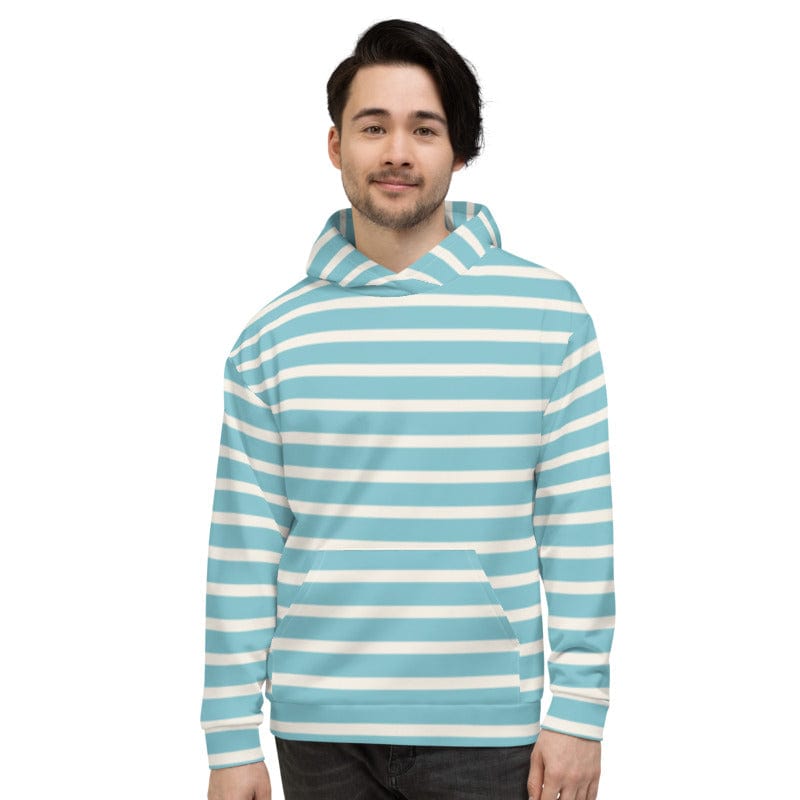 Shop The Perfect Striped Series - Linen Stripes on Blue Sky Unisex Hoodie, Hoodie, USA Boutique