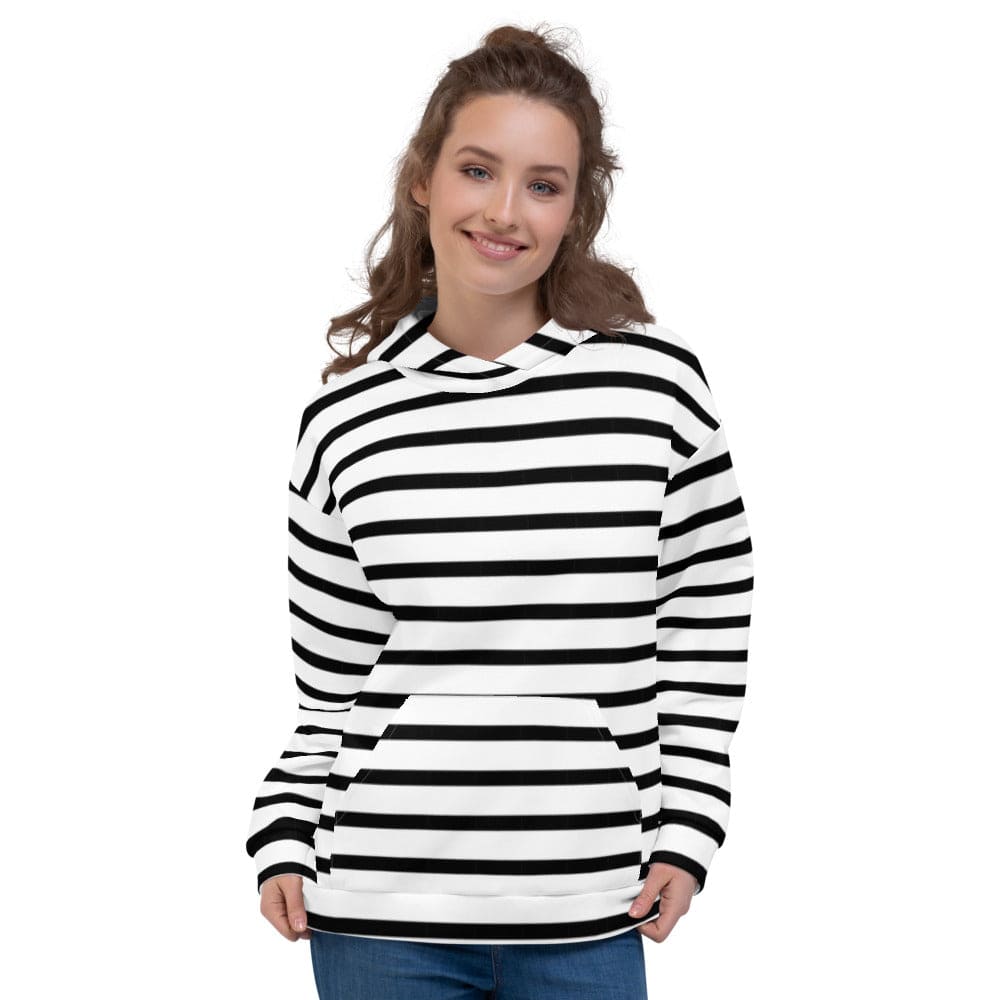 The Perfect Striped Series - Minimal Style Black Stripes on White Unisex Hoodie Hoodie A Moment Of Now Women’s Boutique Clothing Online Lifestyle Store