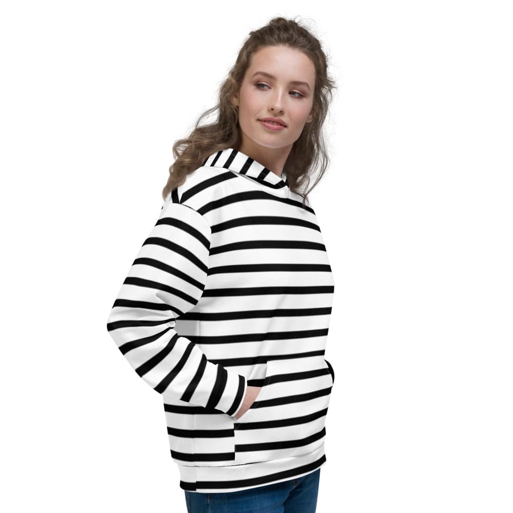 The Perfect Striped Series - Minimal Style Black Stripes on White Unisex Hoodie Hoodie A Moment Of Now Women’s Boutique Clothing Online Lifestyle Store