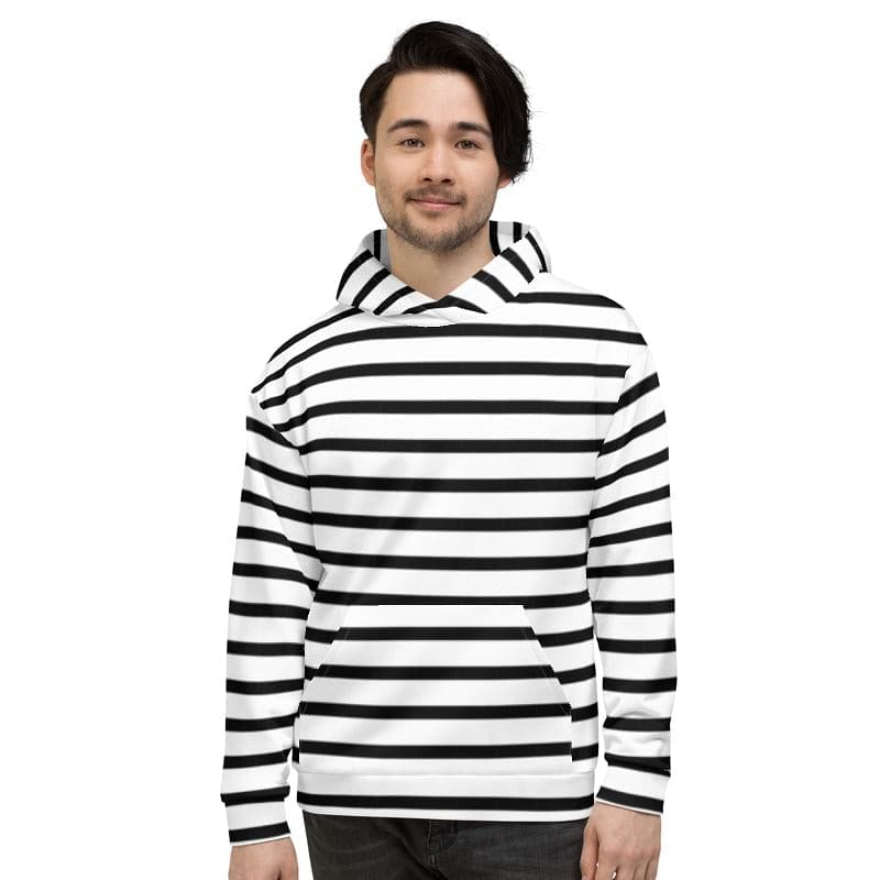 Shop The Perfect Striped Series - Minimal Style Black Stripes on White Unisex Hoodie, Hoodie, USA Boutique