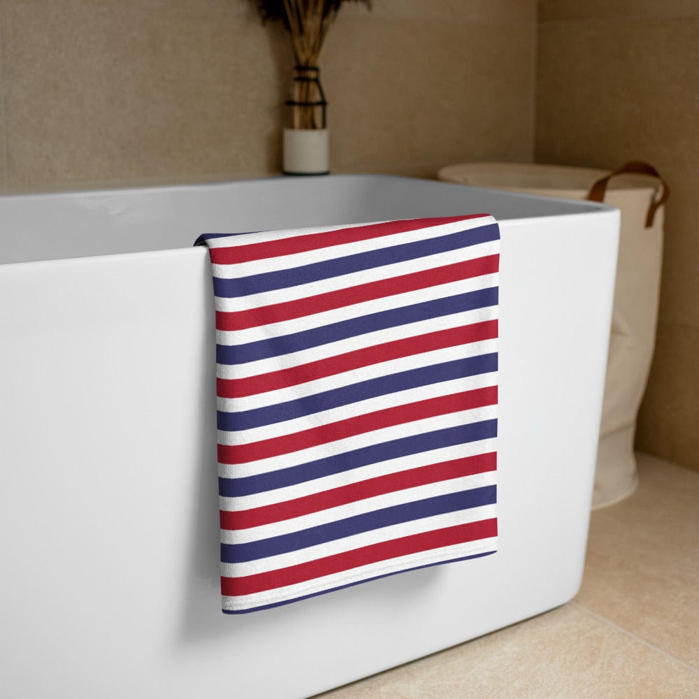 Shop The Perfect Striped Series - Old Days Beach Bath Towel - White Blue Red Strip, Towel, USA Boutique