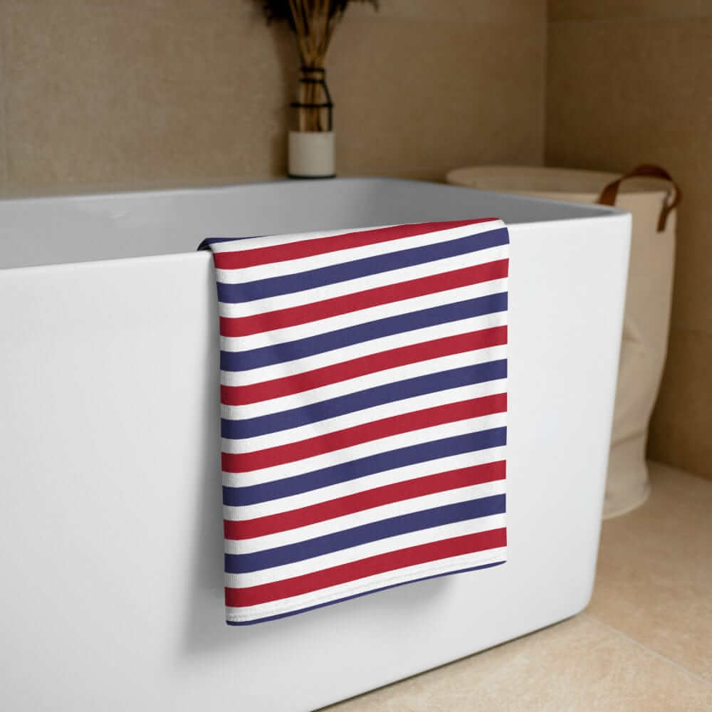 The Perfect Striped Series - Old Days Beach Bath Towel - White Blue Red Strip, Towel, $ 42.95, A Moment Of Now™