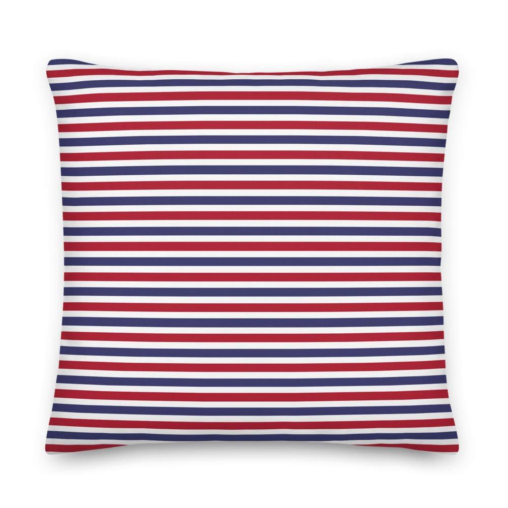 The Perfect Striped Series - Old Days Premium Decorative Throw Pillow Cushion - White Blue Red Strip, A Moment Of Now, A Moment Of Now