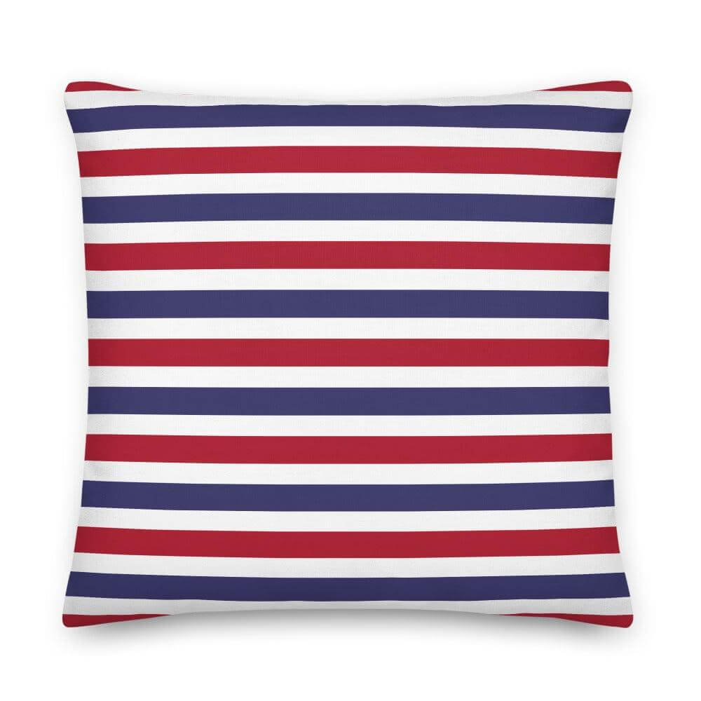 The Perfect Striped Series - Old Days Premium Decorative Throw Pillow Cushion - White Blue Red Wide Strip, A Moment Of Now, $ 71.50
