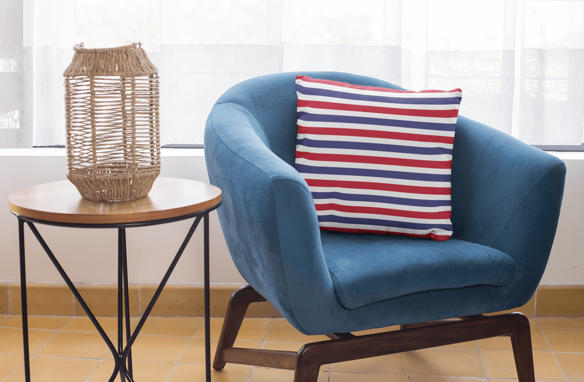 Shop The Perfect Striped Series - Old Days Premium Decorative Throw Pillow Cushion - White Blue Red Wide Strip, Pillow, USA Boutique