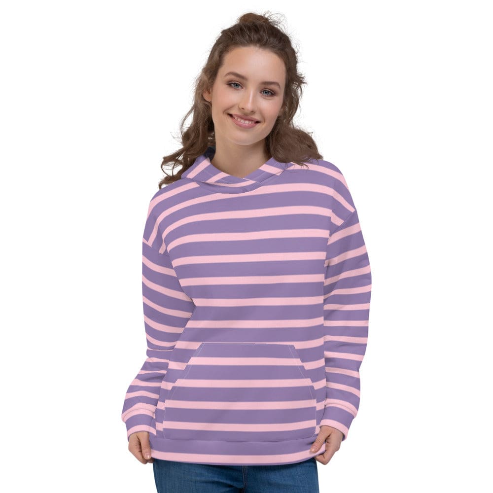 The Perfect Striped Series - Pastel Pink Stripes on Purple Unisex Hoodie Hoodie A Moment Of Now Women’s Boutique Clothing Online Lifestyle Store