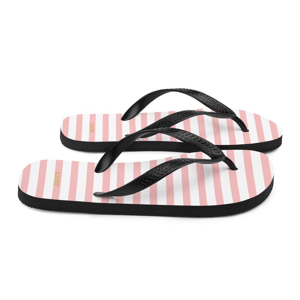Shop The Perfect Striped Series - Pink Stripes on White Flip-Flops, Flip Flops, USA Boutique