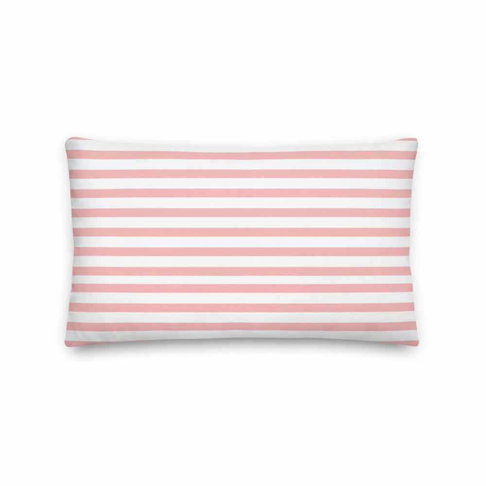 Pink Stripes On White Premium Pillow | Coastal Preppy Decor, Throw Pillows, $ 55.00, A Moment Of Now™