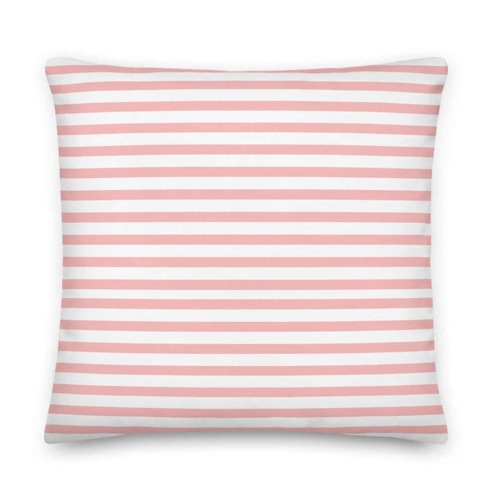 Pink Stripes On White Premium Pillow | Coastal Preppy Decor, Throw Pillows, $ 55.00, A Moment Of Now™