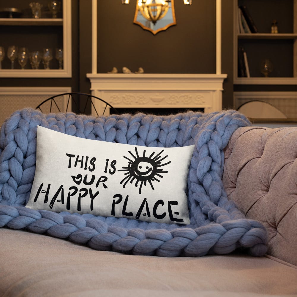 Shop This Is Our Happy Place Quote Decorative Accent Throw Pillow Cushion - Floral White, Throw Pillows, USA Boutique