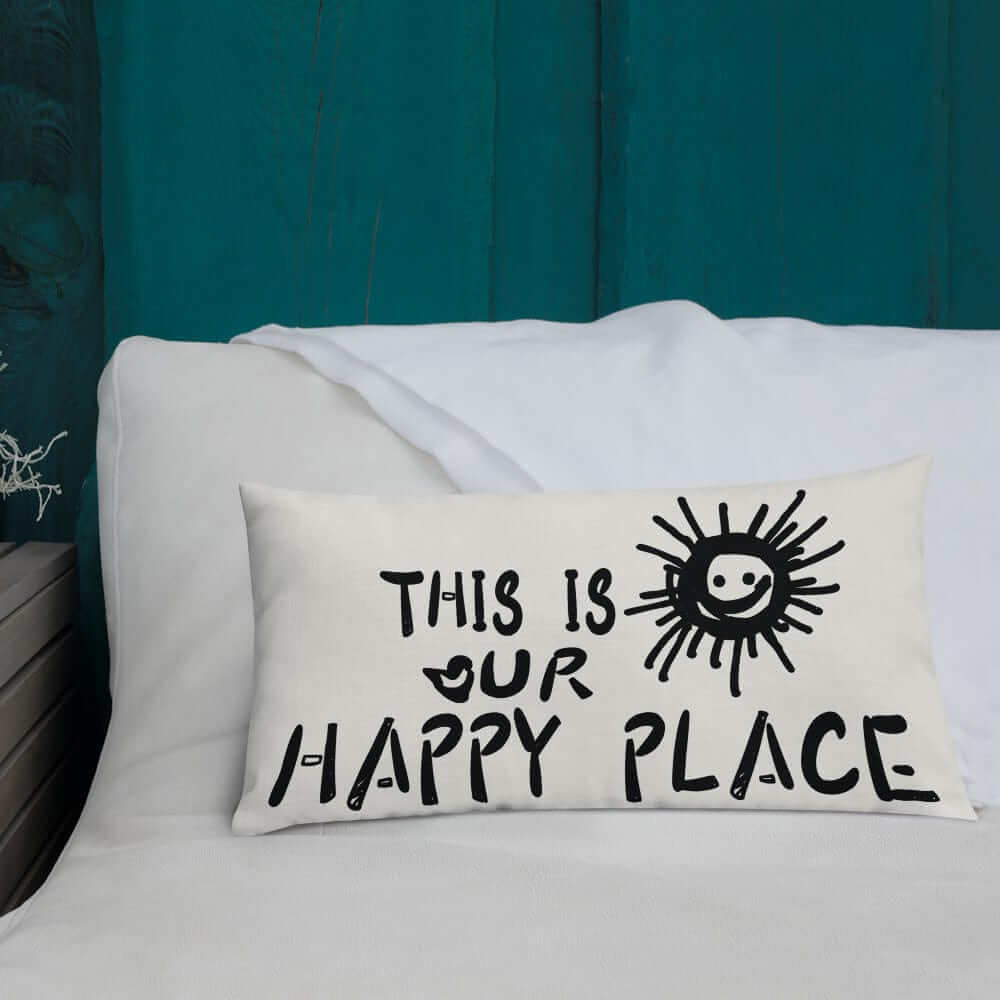 This Is Our Happy Place Quote Decorative Accent Throw Pillow Cushion - Floral White, Throw Pillows, $ 64.50, A Moment Of Now™