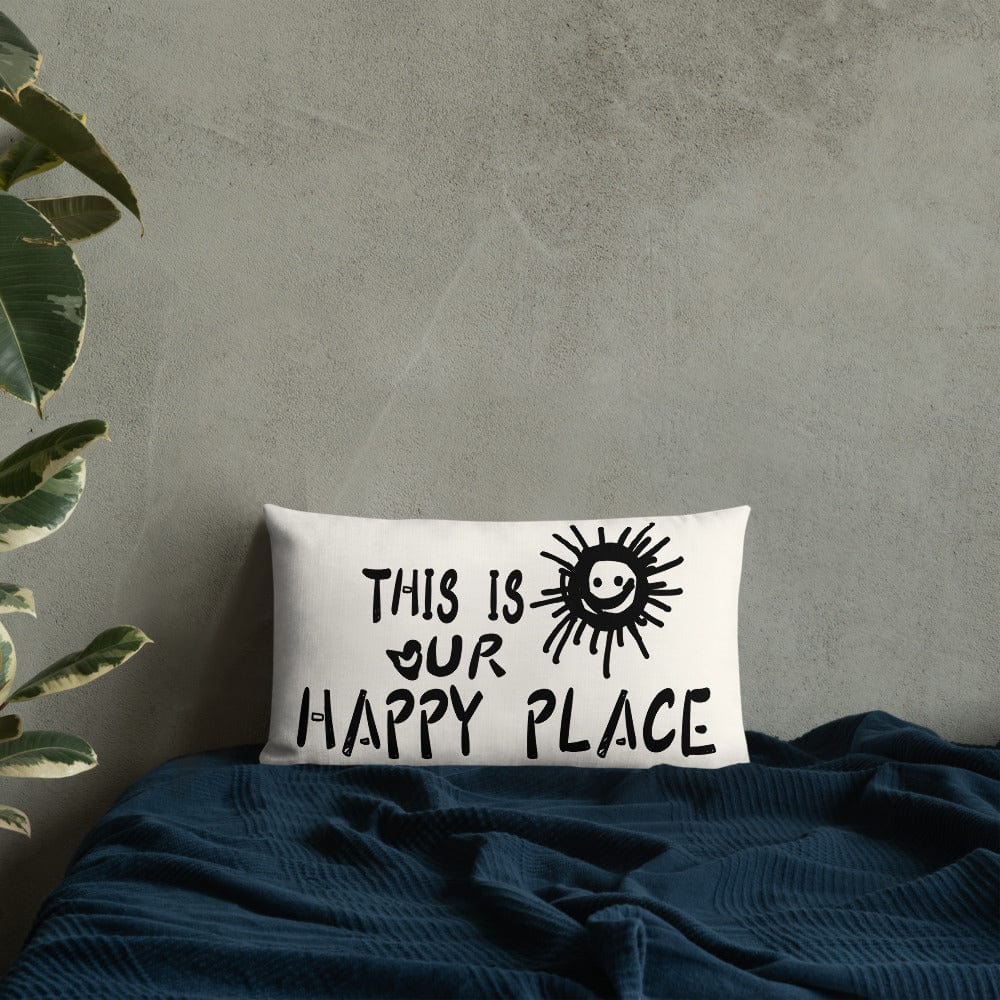 Shop This Is Our Happy Place Quote Decorative Accent Throw Pillow Cushion - Floral White, Throw Pillows, USA Boutique