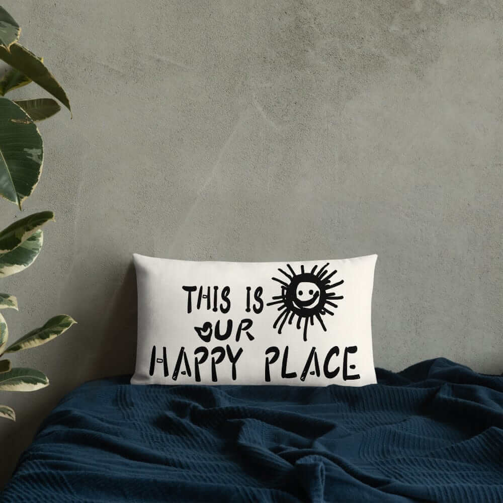This Is Our Happy Place Quote Decorative Accent Throw Pillow Cushion - Floral White, Throw Pillows, $ 64.50, A Moment Of Now™