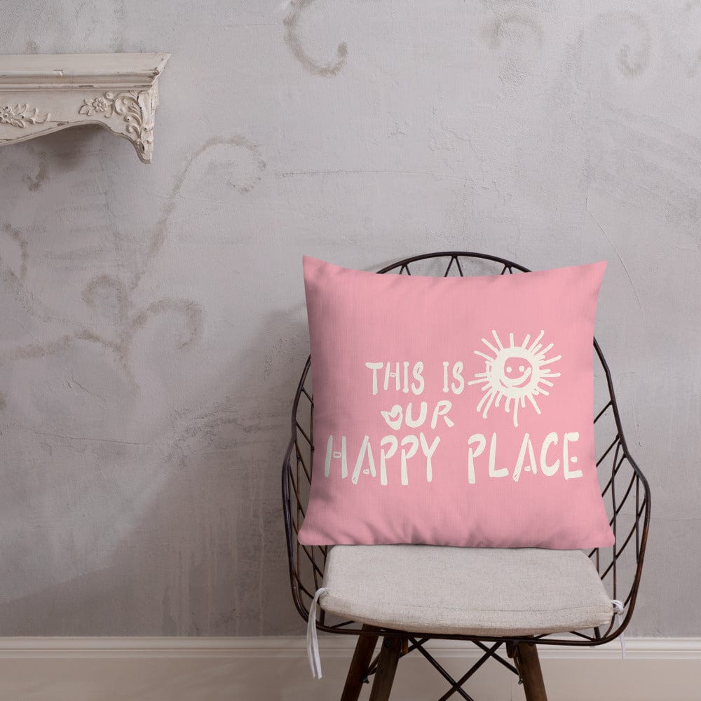 Shop This Is Our Happy Place Quote Decorative Accent Throw Pillow Cushion - Retro Pink, Throw Pillows, USA Boutique