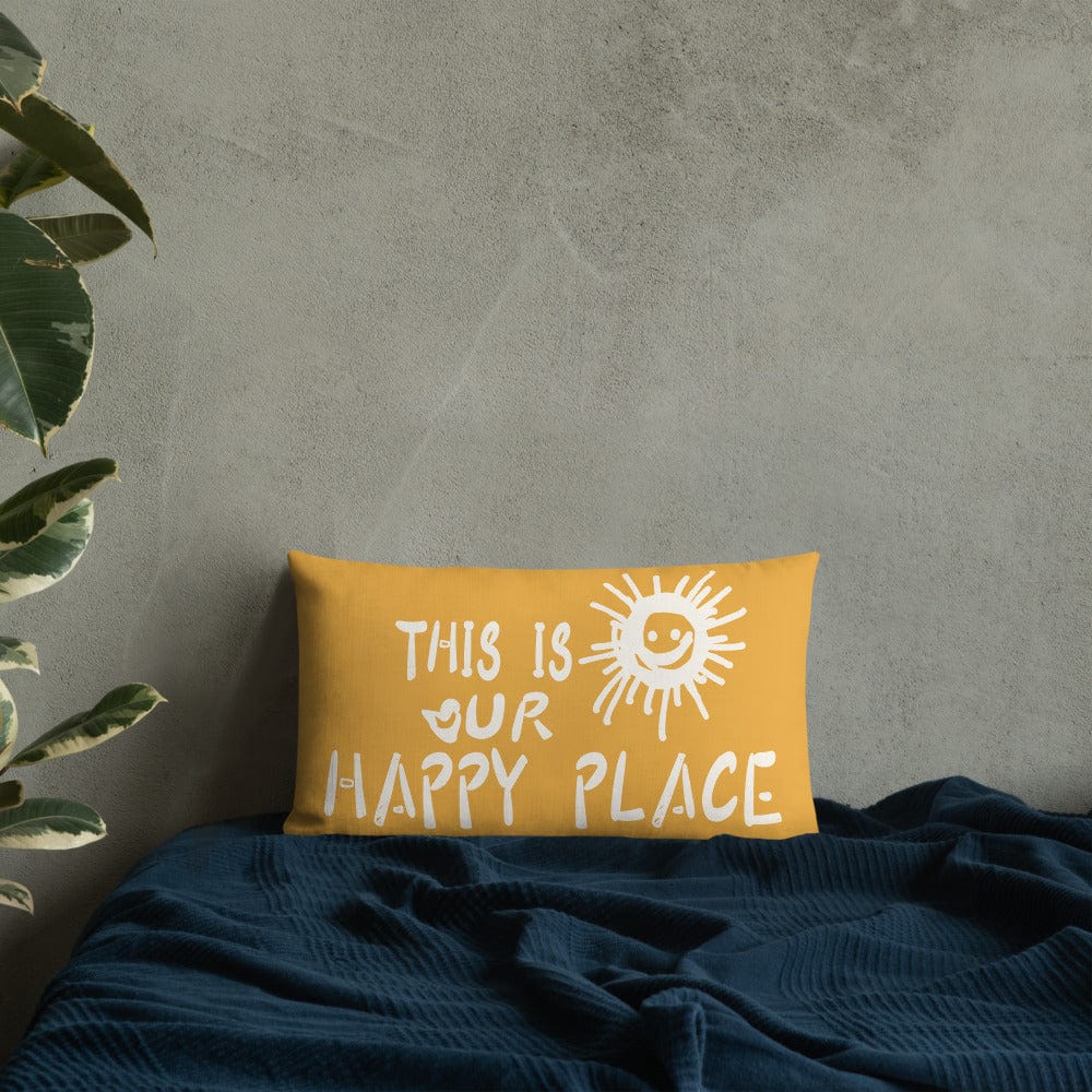 Shop This Is Our Happy Place Quote Decorative Accent Throw Pillow Cushion - Retro Yellow, Throw Pillows, USA Boutique