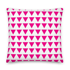 Shop Triangle Pattern Bright Pink on White Premium Decorative Throw Pillow Cushion, Pillow, USA Boutique