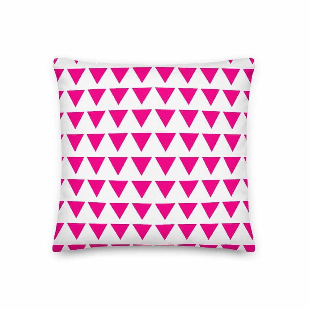 Triangle Pattern Bright Pink on White Premium Decorative Throw Pillow Cushion, Pillow, $ 64.50, A Moment Of Now™