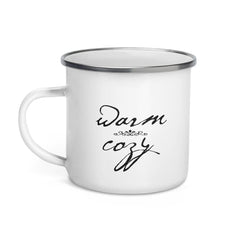 Shop Warm & Cozy Hygge Lifestyle Enamel Coffee Tea Cup Mug - Black on White, Mug, USA Boutique