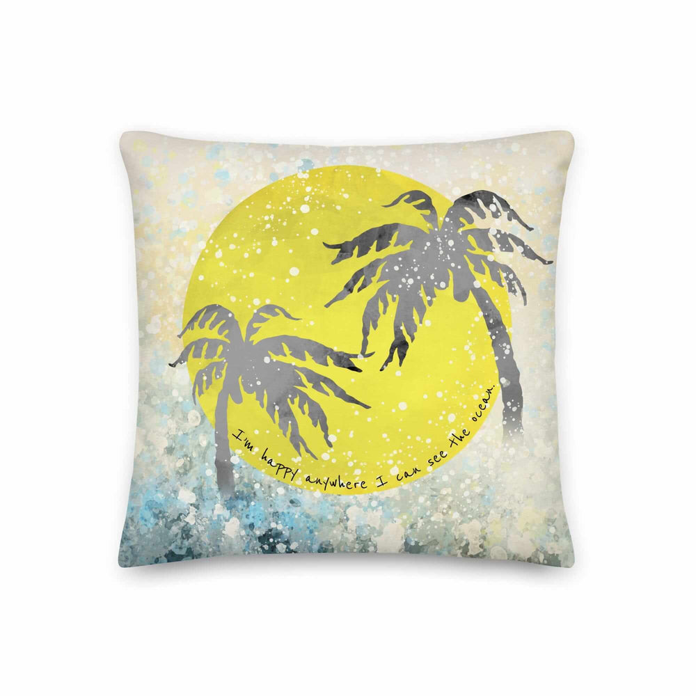 Watercolor Tropical Ocean Palm Tree Decorative Accent Throw Pillow Cushion, Throw Pillows, $ 55.00, A Moment Of Now™