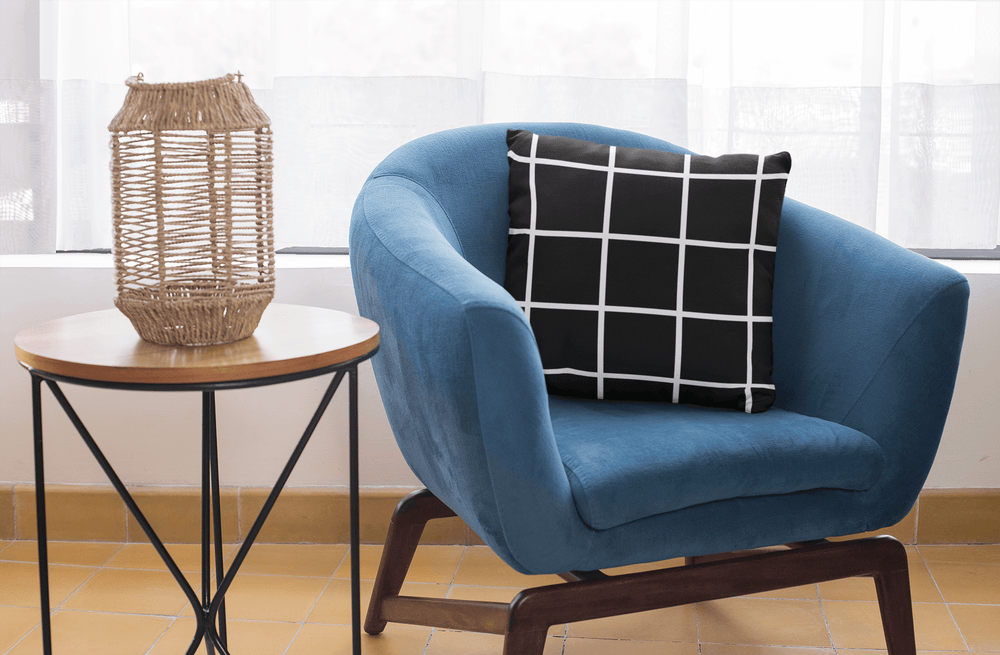 White Large Grid on Black Decorative Throw Pillow Accent Cushion, Pillow, $ 64.50, A Moment Of Now™