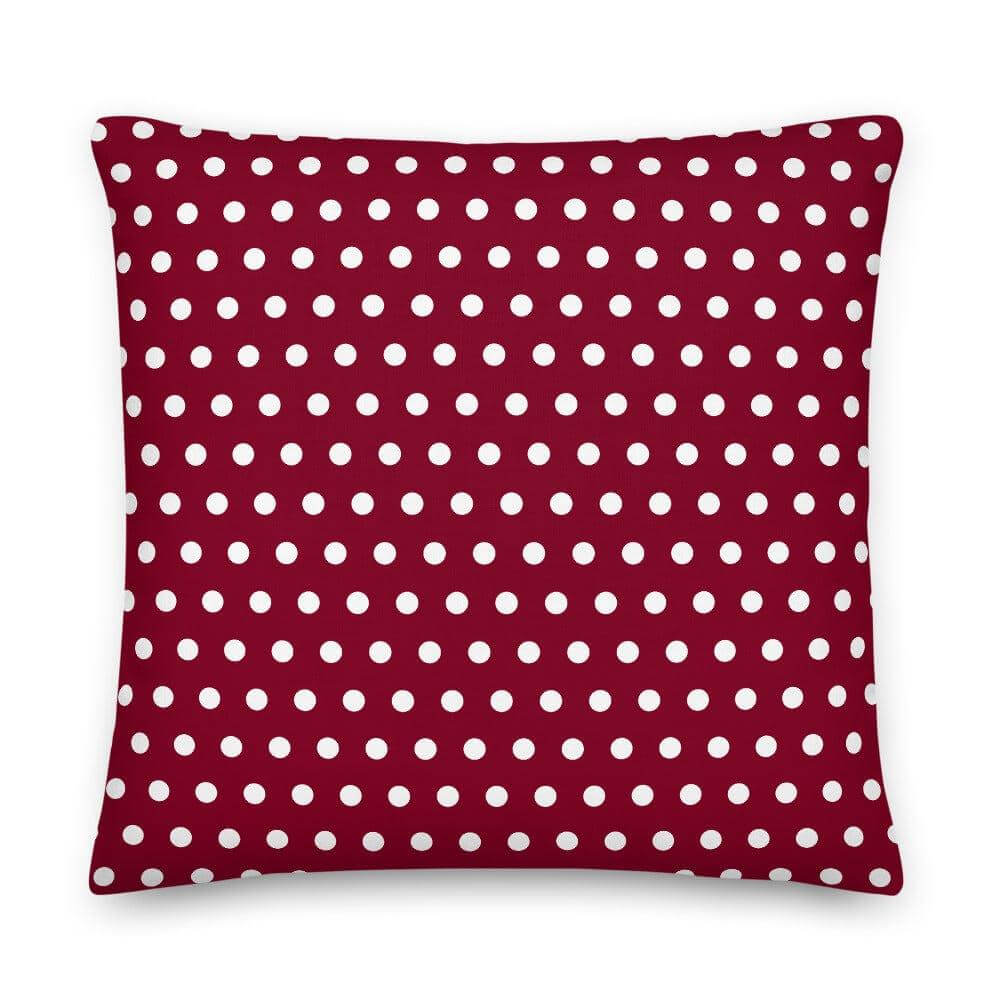 White on Burgundy Polka Dots Premium Decorative Throw Pillow, A Moment Of Now, $ 71.50