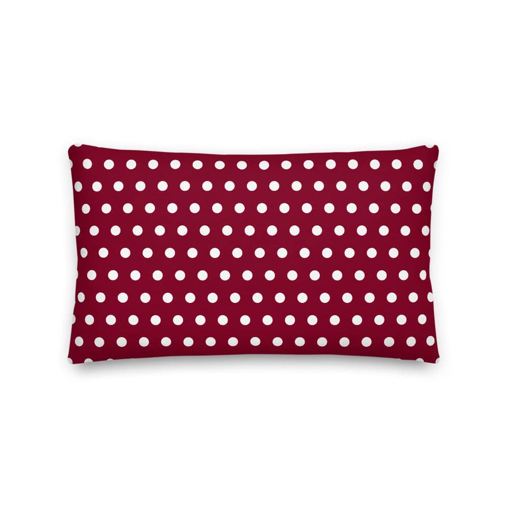 White on Burgundy Polka Dots Premium Decorative Throw Pillow Pillow A Moment Of Now Women’s Boutique Clothing Online Lifestyle Store