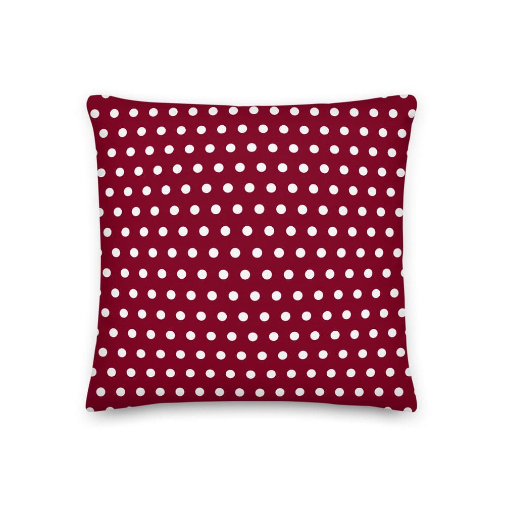 White on Burgundy Polka Dots Premium Decorative Throw Pillow Pillow A Moment Of Now Women’s Boutique Clothing Online Lifestyle Store