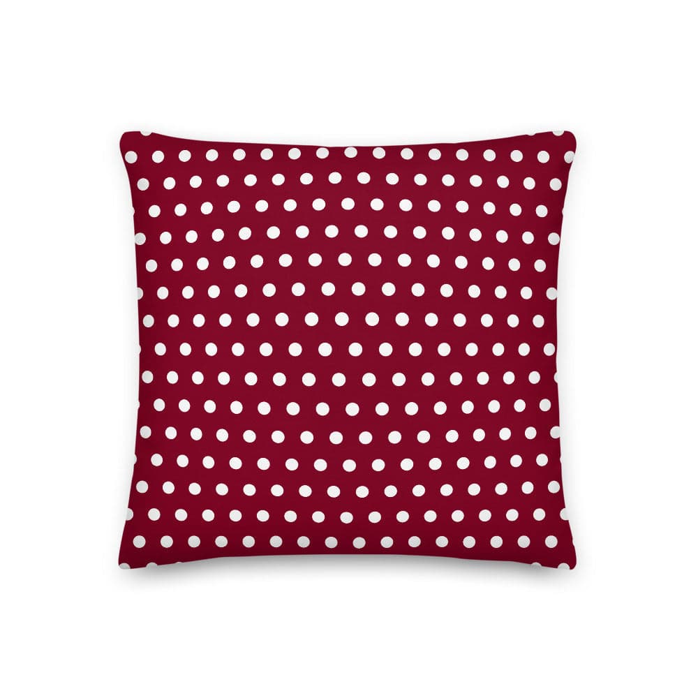 White on Burgundy Polka Dots Premium Decorative Throw Pillow, Pillow, $ 64.50, A Moment Of Now™