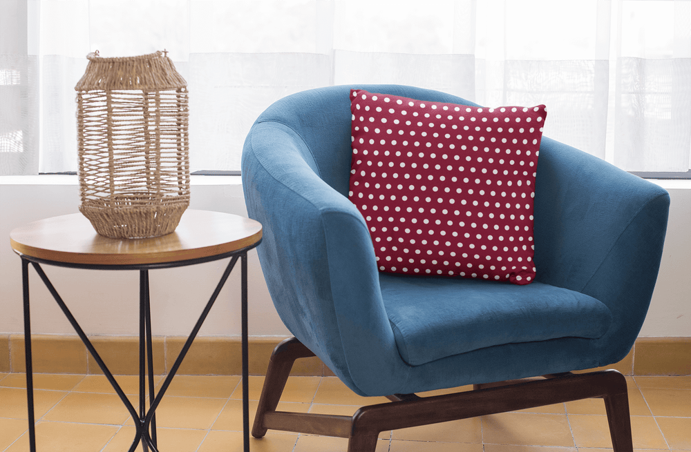 White on Burgundy Polka Dots Premium Decorative Throw Pillow, Pillow, $ 61.50, A Moment Of Now™