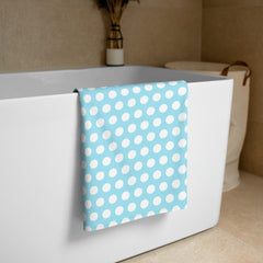 White on Light Blue Polka Dots Beach Bath Towel Towel A Moment Of Now Women’s Boutique Clothing Online Lifestyle Store
