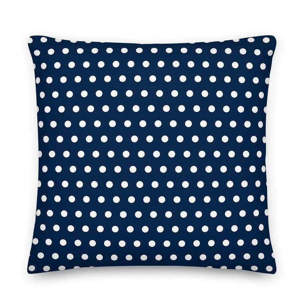 White on Oxford Blue Polka Dots Premium Decorative Throw Pillow Cushion, A Moment Of Now, $ 71.50