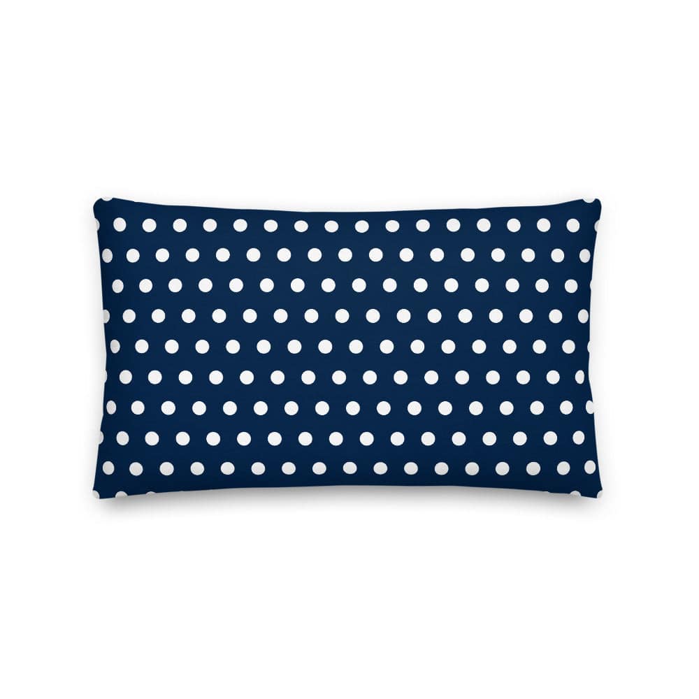 White on Oxford Blue Polka Dots Premium Decorative Throw Pillow Cushion Pillow A Moment Of Now Women’s Boutique Clothing Online Lifestyle Store
