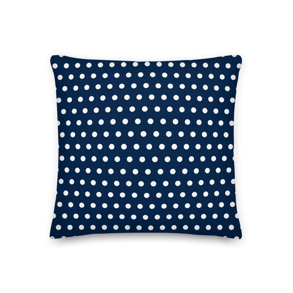 Shop White on Oxford Blue Polka Dots Premium Decorative Throw Pillow Cushion, Pillow, USA Boutique