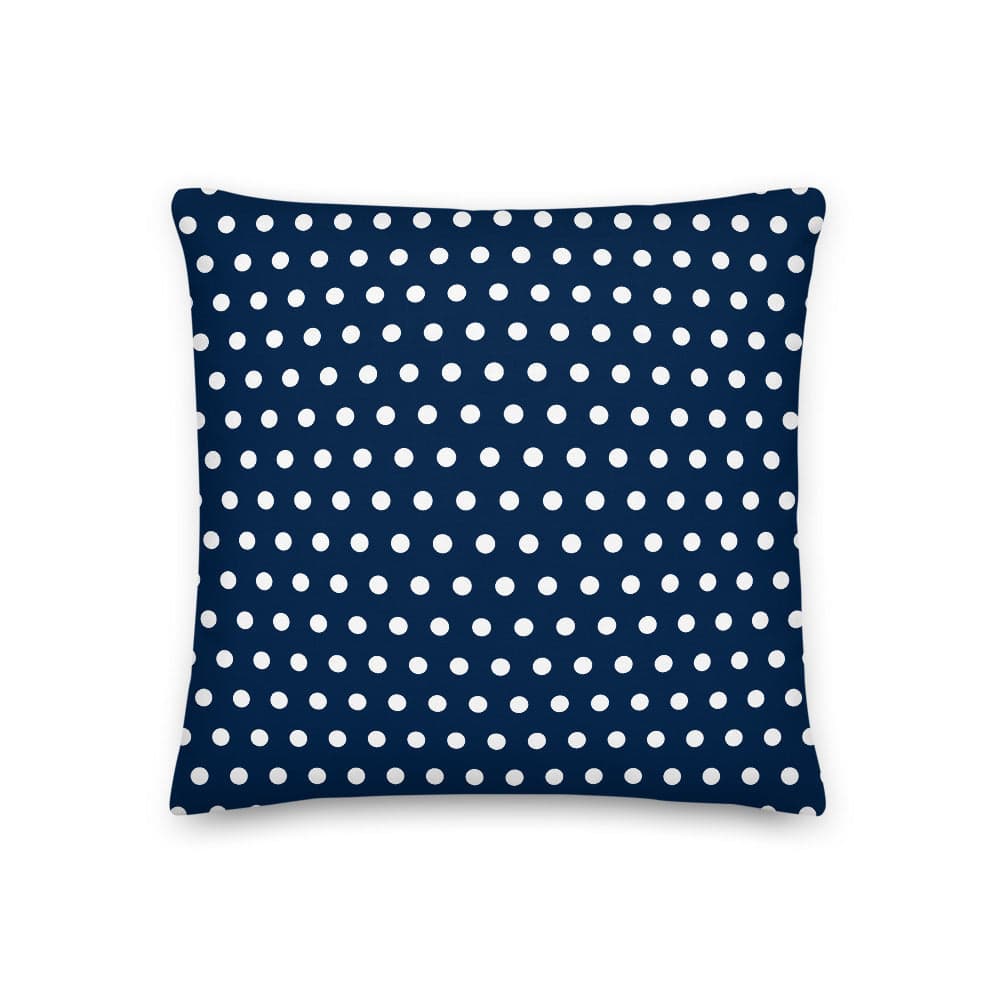 White on Oxford Blue Polka Dots Premium Decorative Throw Pillow Cushion, A Moment Of Now, $ 64.50