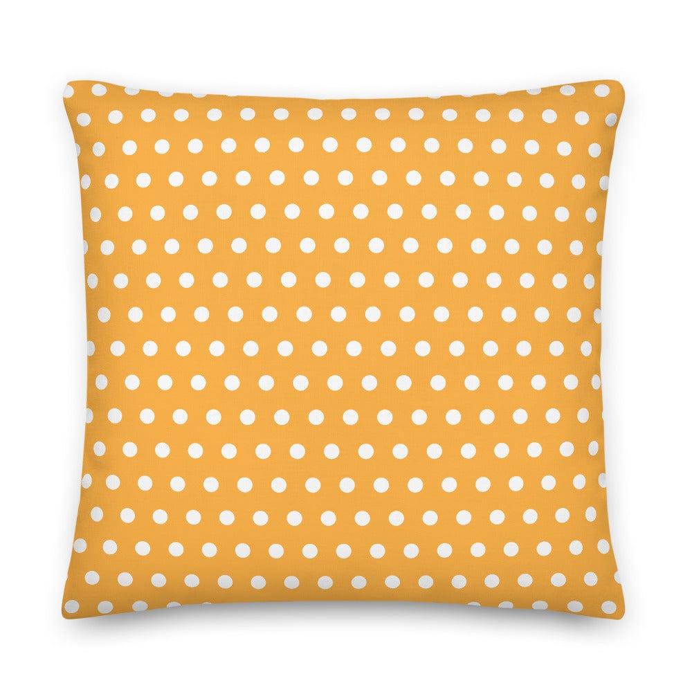 White on Pastel Orange Polka Dots Premium Decorative Throw Pillow Cushion, A Moment Of Now, $ 71.50