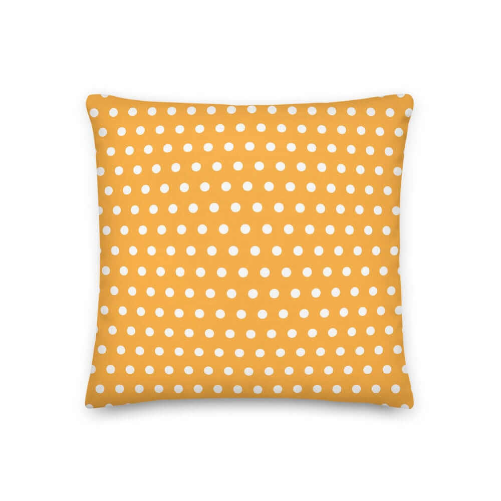 White on Pastel Orange Polka Dots Premium Decorative Throw Pillow Cushion, A Moment Of Now, $ 64.50
