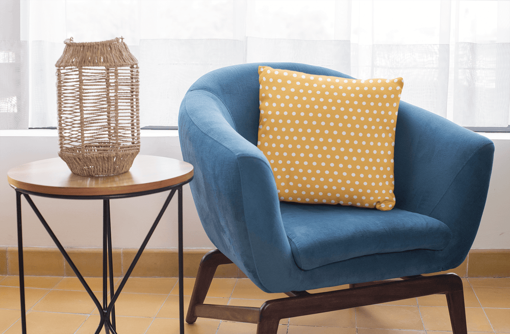 White on Pastel Orange Polka Dots Premium Decorative Throw Pillow Cushion, Pillow, $ 61.50, A Moment Of Now™