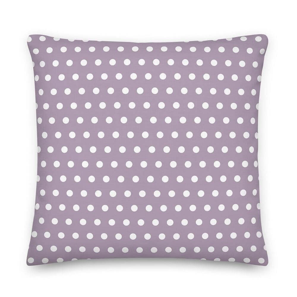 White on Pastel Purple Polka Dots Premium Decorative Pillow Cushion, A Moment Of Now, $ 71.50