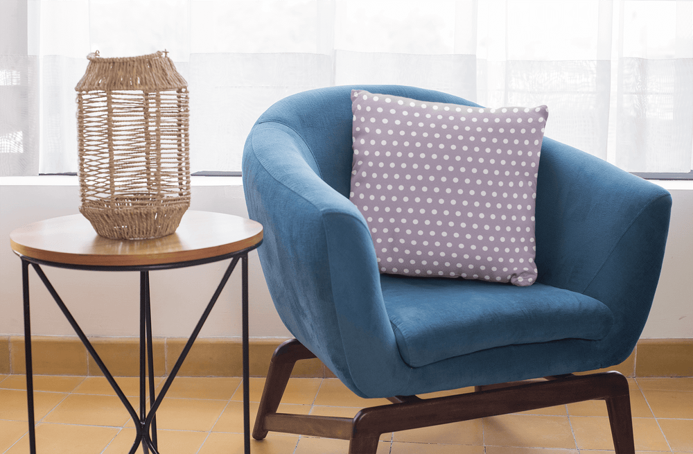 White on Pastel Purple Polka Dots Premium Decorative Pillow Cushion, Pillow, $ 61.50, A Moment Of Now™