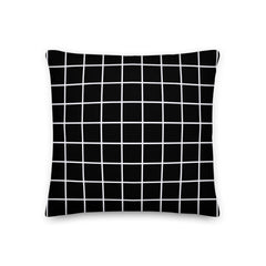 Shop White Small Grid on Black Decorative Throw Pillow Cushion, Pillow, USA Boutique