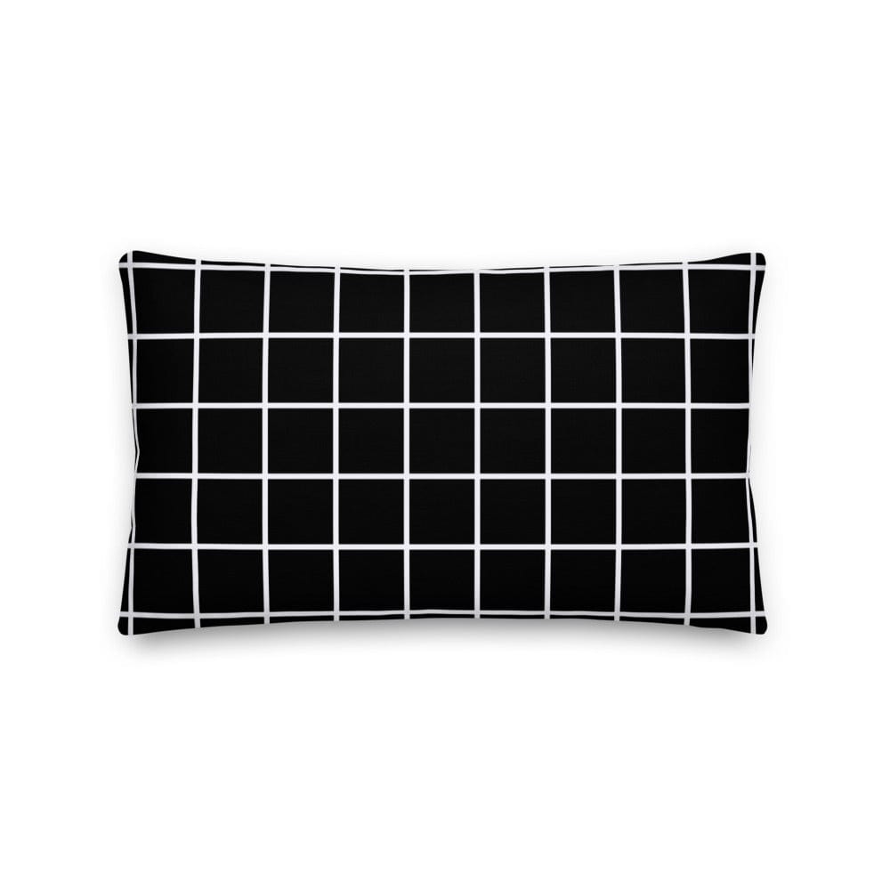 Shop White Small Grid on Black Decorative Throw Pillow Cushion, Pillow, USA Boutique