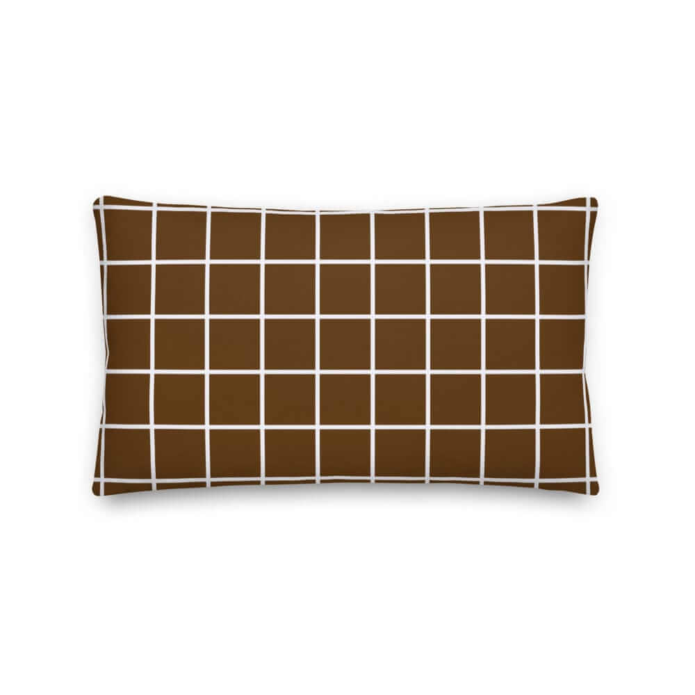 White Small Grid on Brown Decorative Throw Pillow Cushion, Pillow, $ 61.50, A Moment Of Now™