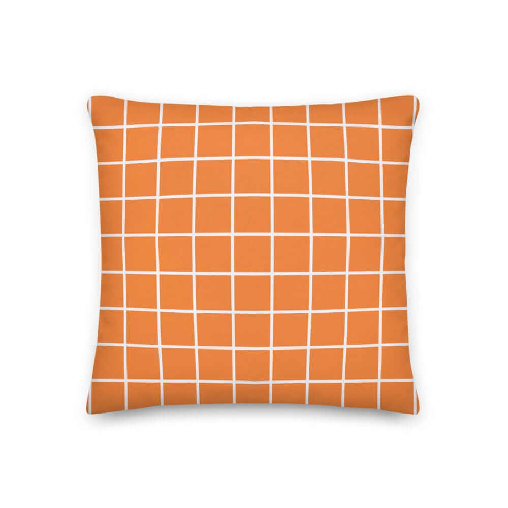 White Small Grid on Orange Decorative Throw Pillow Cushion, Pillow, $ 64.50, A Moment Of Now™