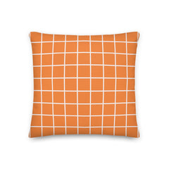 Shop White Small Grid on Orange Decorative Throw Pillow Cushion, Pillow, USA Boutique