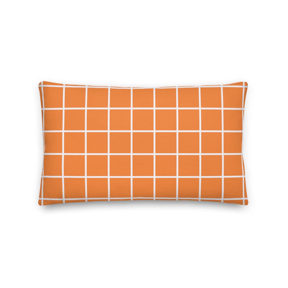 Shop White Small Grid on Orange Decorative Throw Pillow Cushion, Pillow, USA Boutique