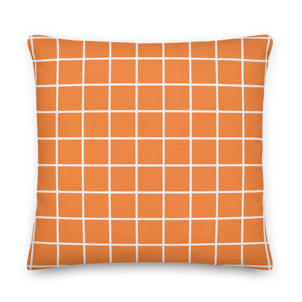 White Small Grid on Orange Decorative Throw Pillow Cushion, Pillow, $ 71.50, A Moment Of Now™