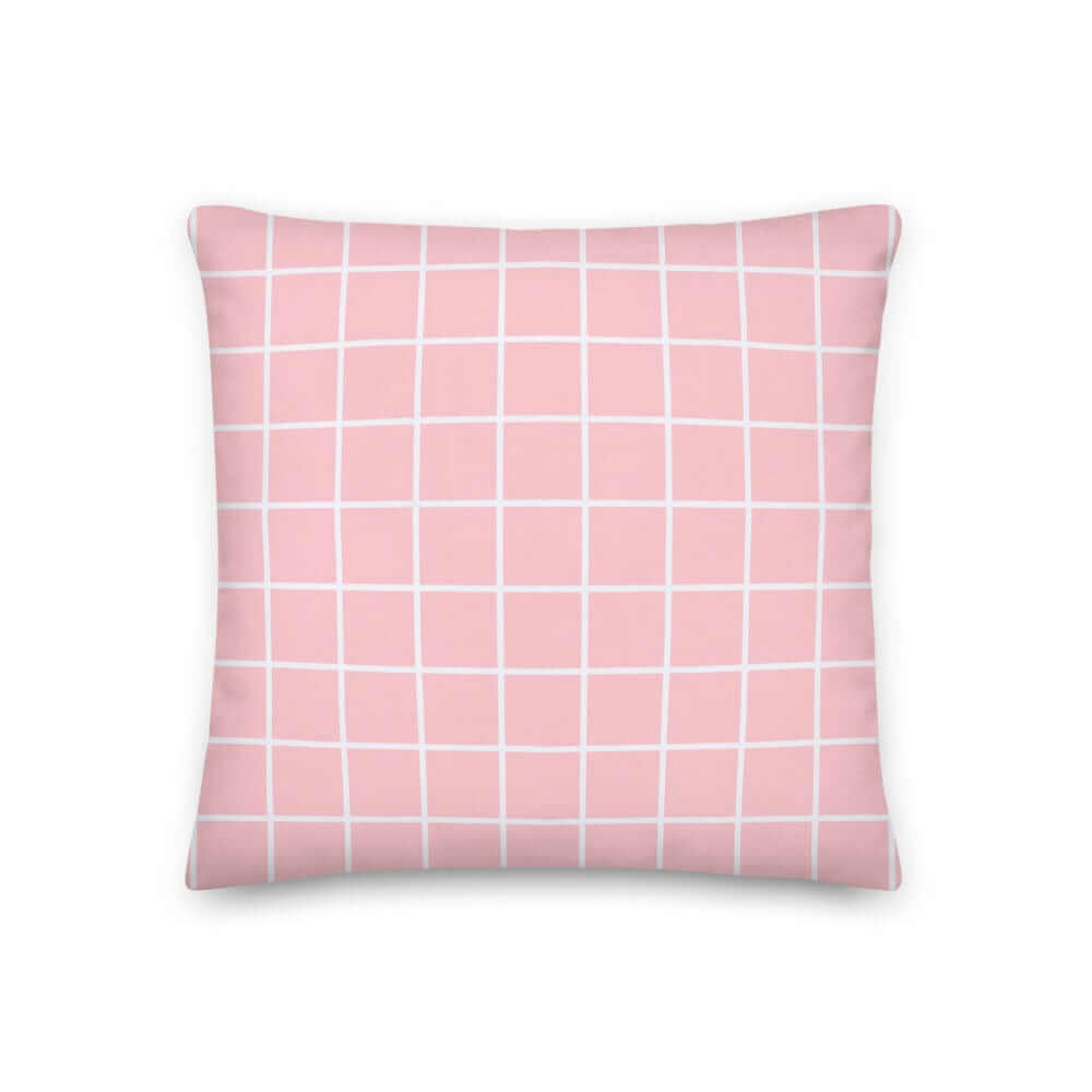 White Small Grid on Pink Decorative Throw Pillow Cushion, Pillow, $ 64.50, A Moment Of Now™