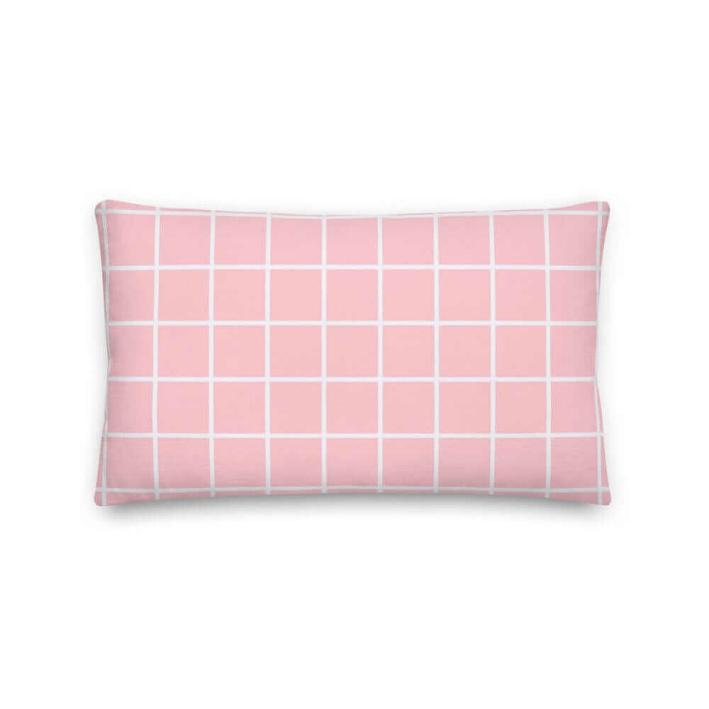 White Small Grid on Pink Decorative Throw Pillow Cushion, Pillow, $ 61.50, A Moment Of Now™